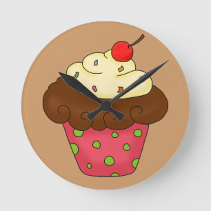 Relógio Redondo Pulso de disparo personalizado do cupcake