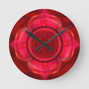 Relógio Redondo Pulso de disparo vermelho da mandala do rubi