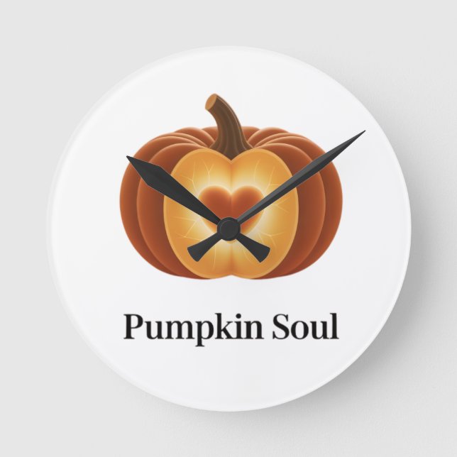 Relógio Redondo Pumpkin Soul – Cozy Autumn Clock (Frente)