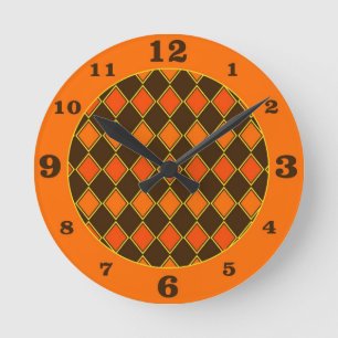 Relógio Redondo Pumpkin Spice Autumn Harlequin