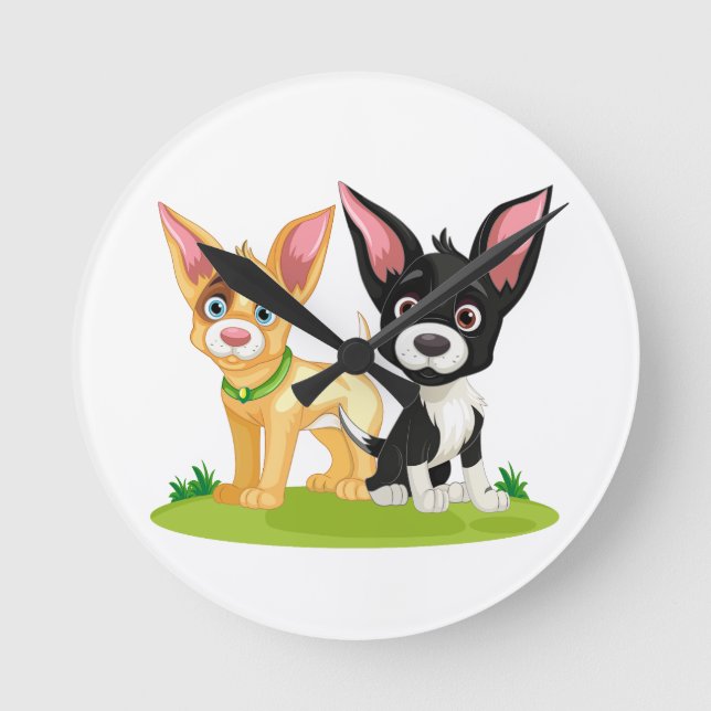 Relógio Redondo Puppy Love é o melhor amor (Frente)