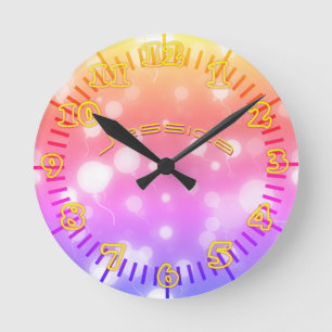 Relógio Redondo PURPLE DE TINTA DE Clock DE PAREDE NEON Personaliz