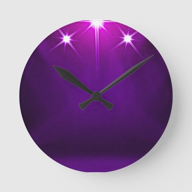 RELÓGIO REDONDO PURPLE LIGHTS ACRYLIC WALL CLOCK! (Frente)