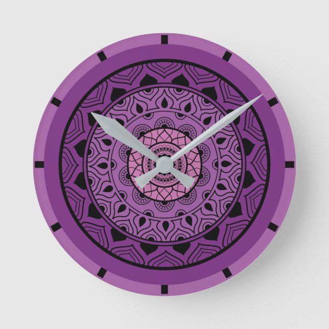 Relógio Redondo Purple Mandala (Frente)