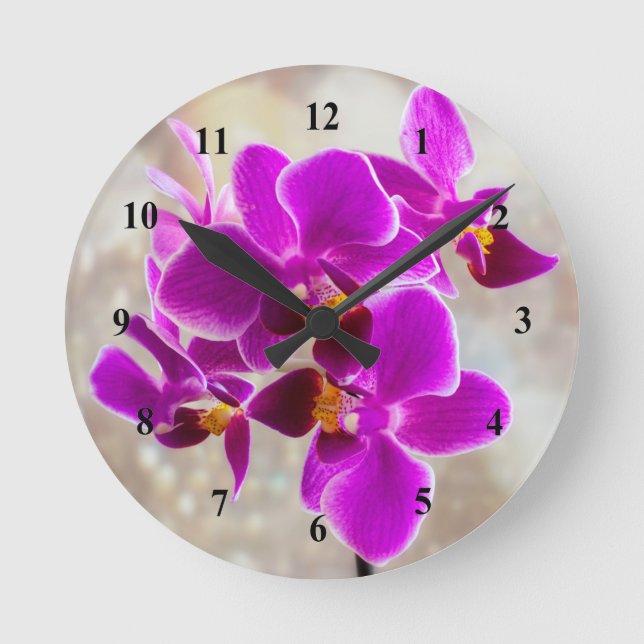 Relógio Redondo Purple Orchid Acrylic wall clock (Frente)
