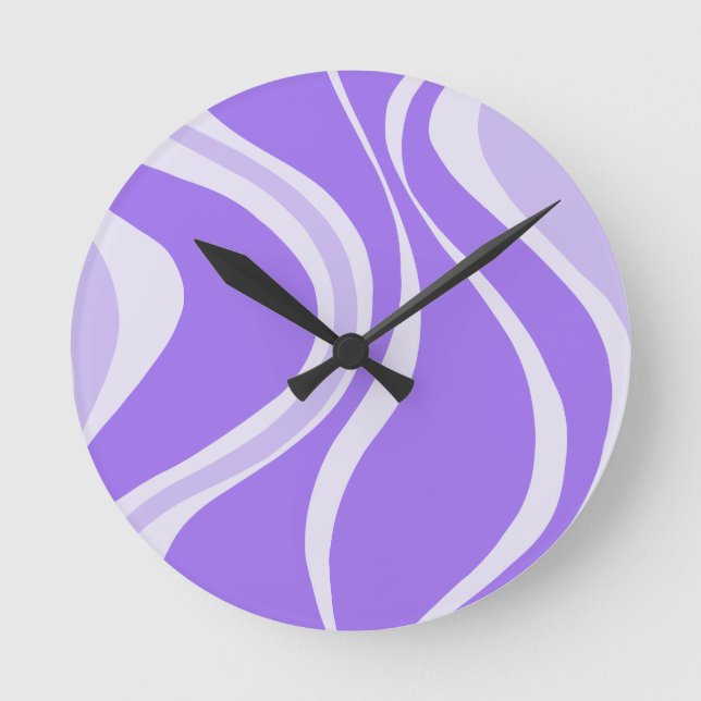 Relógio Redondo Purple Waves Wall Clock (Frente)