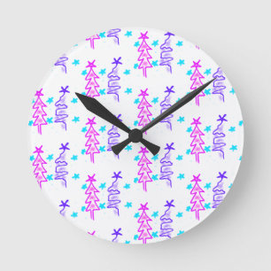 Relógio Redondo Púrpura rosa, podridão roxa, estrelas da árvore de