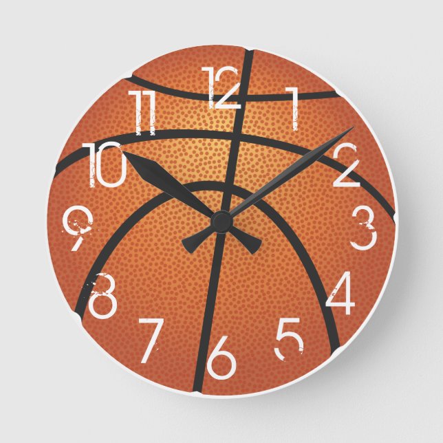 Relógio Redondo PxDezines Wall Clock/DIY Color/Font de Basquete Pi (Frente)