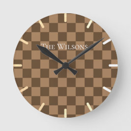 Relógio Redondo Quadrados de Chocolate Suave