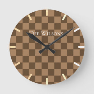 Relógio Redondo Quadrados de Chocolate Suave