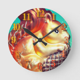 Relógio Redondo Quadrícula e pinecone outono inverno