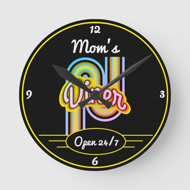 Relógio Redondo Qualquer nome Abrir 24/7 Anos 50 retrorreflectores (Frente)