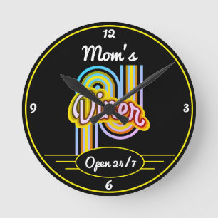 Relógio Redondo Qualquer nome Abrir Anos 50 24/7 cores pretas