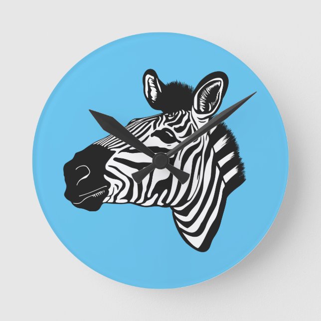 Relógio Redondo Qualquer Zebra Colorido (Frente)