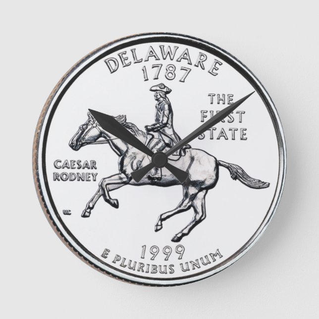 Relógio Redondo Quarto de Dólar de Delaware (Frente)