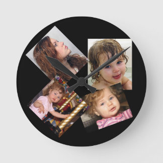 Relógio Redondo Quatro Modelo de Colagem de Fotos