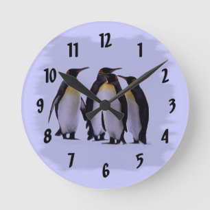Relógio Redondo Quatro Pinguins Wall Clock