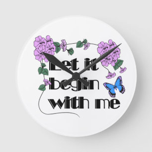 Relógio Redondo Que Comece Por Dizer Flores Borboleta