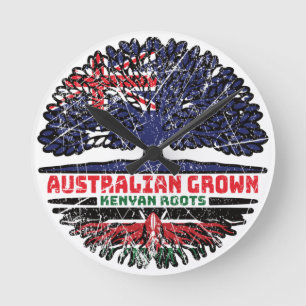 Relógio Redondo Quênia, Austrália Australiana, Bandeira das Raízes