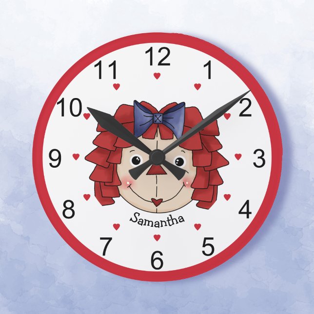 Relógio Redondo Raggedy Ann Face Personalizada (Criador carregado)