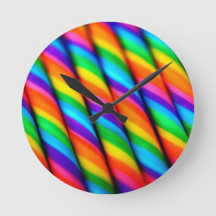 Relógio Redondo Rainbow Candy Cane