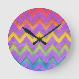 Relógio Redondo Rainbow Chevron por Shirley Taylor