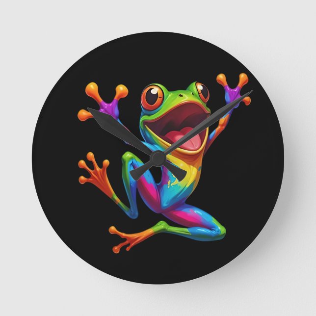 Relógio Redondo Rainbow Frog  (Frente)