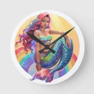 Relógio Redondo Rainbow Mermaid