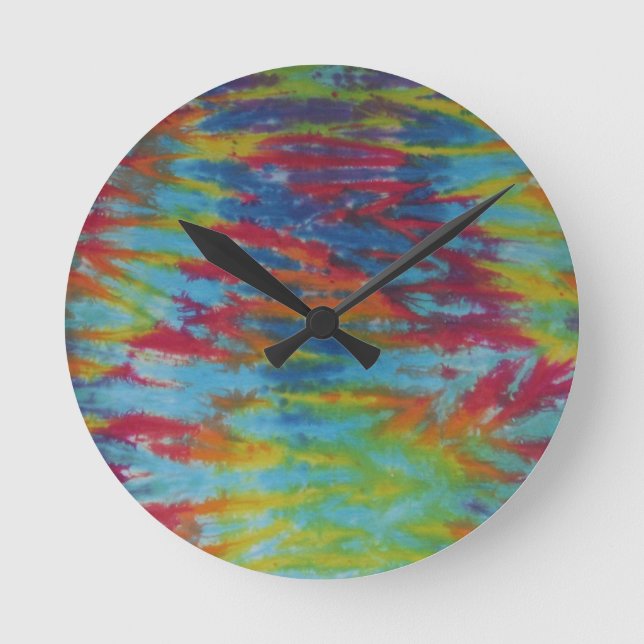 Relógio Redondo Rainbow Tiger Stripes Tie Dye PhatDyes (Frente)