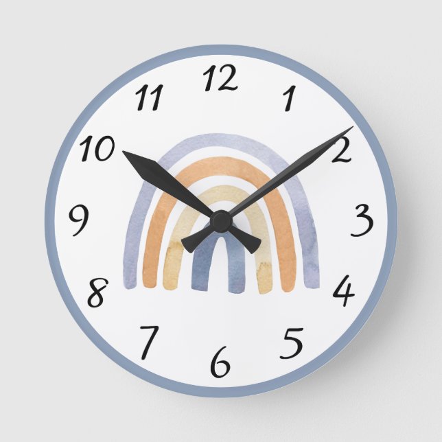 Relógio Redondo Rainbows de Aquarela Personalizados (Frente)