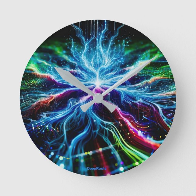 Relógio Redondo Raízes profundas no ciberespaço (Frente)