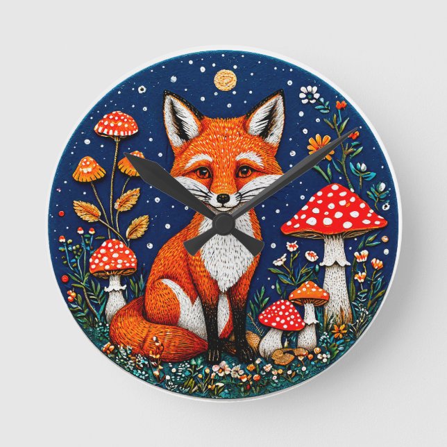 Relógio Redondo Raposa de desenho animado (Frente)