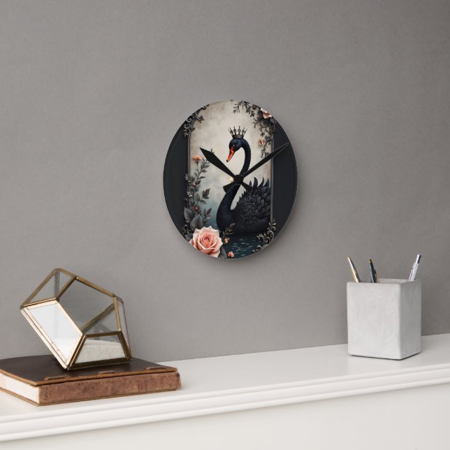 Relógio Redondo Rare as a black swan, timeless as true love.  (Escritório)