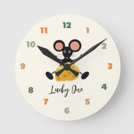 Relógio Redondo Rato pequeno com queijo