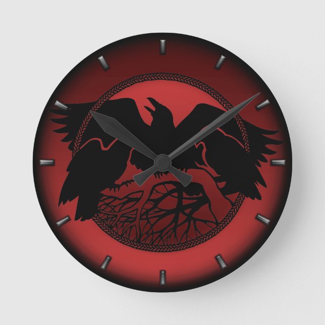 Relógio Redondo Raven Clock Native Raven Art Wall Clock Bird Gift (Frente)