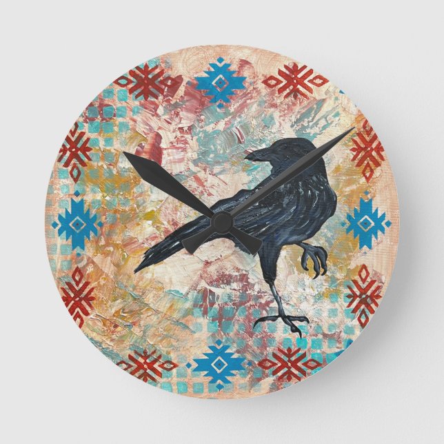 Relógio Redondo Raven Crow Wall Clock (Frente)