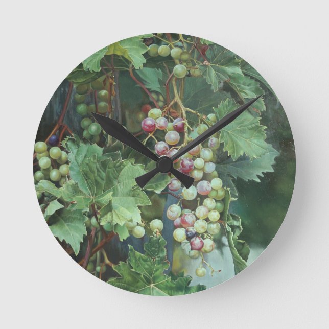 Relógio Redondo Realistic Grape Vine with Leaves – Fine Art (Frente)