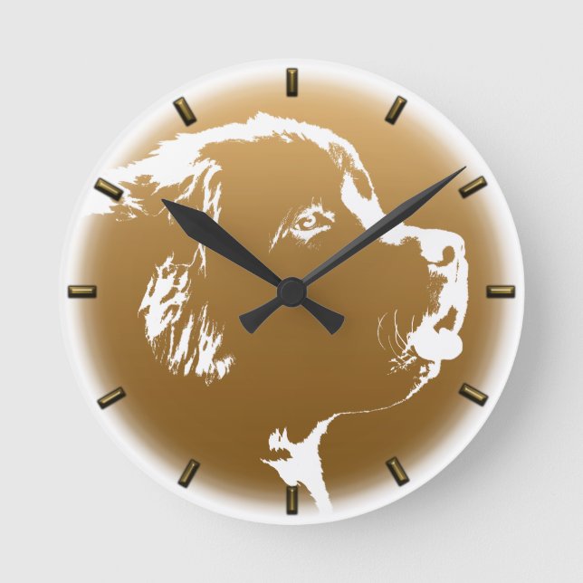 Relógio Redondo Recém-fundado Clock Dog Lover Wall Clock Decinto (Frente)