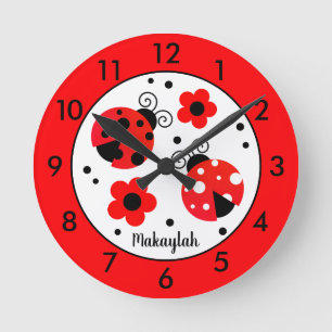 Relógio redondo Red Ladybug Personalizado
