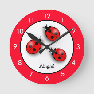 Relógio redondo Red Ladybug Personalizado