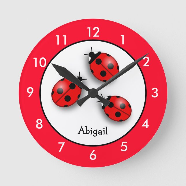 Relógio redondo Red Ladybug Personalizado (Frente)