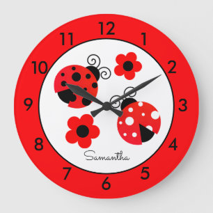 Relógio redondo Red Ladybug Personalizado