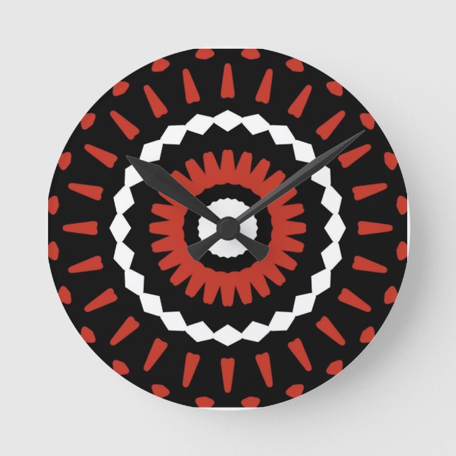 Relógio Redondo Red Tribal Mandala  (Frente)