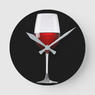 Relógio Redondo Red Wine Glass Black Drinks Winery