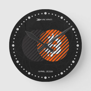 Relógio Redondo Redução do Bitcoin 2028 (Estilo: 2 / Laranja Cláss