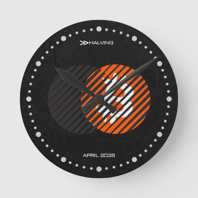 Relógio Redondo Redução do Bitcoin 2028 (Estilo: 2 / Laranja Cláss (Frente)
