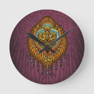 Relógio Redondo Regal Spirit Lion Ornamentado Tribal Mandala Roa