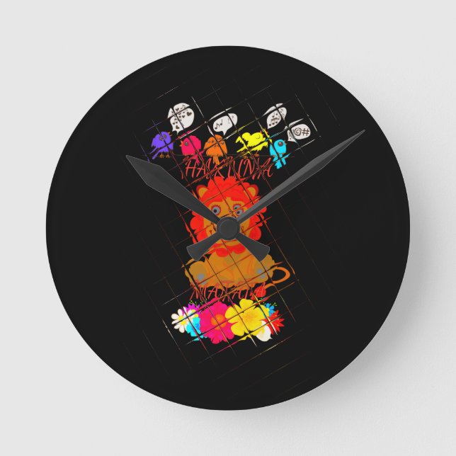 Relógio Redondo Rei bonito do leão do bebê de Hakuna Matata (Frente)