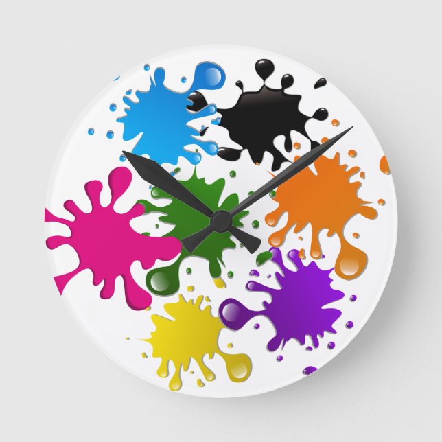 Relógio Redondo reloj de pared con manchas de pintura (Frente)