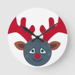 Relógio Redondo rena lua emoji de natal